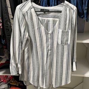 White and grey blouse